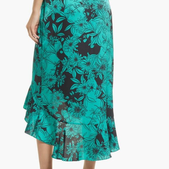 Chelsea28 Teal Floral Midi wrap Dress Small S - Picture 5 of 12